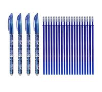 4 Blue Erasable Gel Pens + 20 XXL Blue Refills - Compatible with Legami - 0.5mm Tip - 20% More Ink - Secure Screw Cap - Eco-Friendly Silicone & Silicon - Stationery Gift
