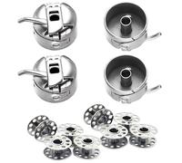 4 Bobbin Case and 16 Metal Bobbins - Will Fit Singer, Brother, Janome, Toyota, New Home & More Domestic Sewing Machines