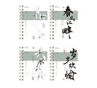 4 Books -A7 Thickened 60 coils This School Supplies Portable Stationery -A7 Wild Words