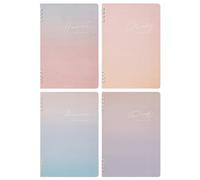 4 Books-Simple Pattern Coil Notebook Student Classroom Personality Record Book -A5- Pure Desire for Wind