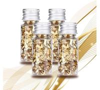 4 Bottled Decorative Gold Leaf, 24K Leaf Cake Decorating Gold Leaf Sheets Metallic Gilding Paper for Craft Cooking Makeup Chocolate Decoration Health Resin DIY Art Nails Jewelry Making