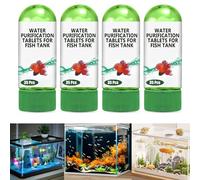 4 Bottles Fish Tank Water Purification Tablets - 140 Pcs Powerful Aquarium Tank Algae Quick Remover Tablet, Safe Water Conditioner Purifying Cleaner Accessories, Pet Product Suitable for Fish Tank