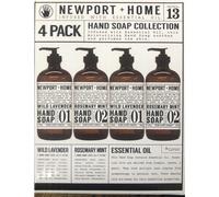 4 Bottles Newport + Home Hand Soap 2 Rosemary Mint 2 Wild Lavender 16oz Infused with Essential Oil By Home & Body Co