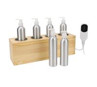 4 Bottles Oil Warmer Dispenser, Quick Heating Massage Oil Warmer with Temperature Control, Multi Functional Lotion Warmer with Essential Oil Bottles for Aromatherapy Experience