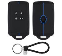 4 Bottons Car Key Cover for Renault Clio Megane Koleos Kadjar Kangoo Twingo Talisman Captur Espace Dacia Duster Key Fob Cover TPU Silicone Soft and Anti-Dust Car Key Cover with a Key Rope(Blue-line)