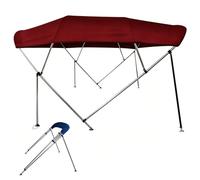 4 Bow Bimini Top for Boat, Boat Canopy, 800D Oxford Cloth, Aluminum Frame, 2 Rear Support Poles, 2 Straps, Storage Boot(Red,150-170cm/59-67in)