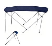 4 Bow Bimini Top for Boat, Boat Canopy, 800D Oxford Cloth, Aluminum Frame, 2 Rear Support Poles, 2 Straps, Storage Boot(Blue,210-230cm/82-90in)