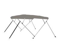 4-Bow Bimini Top, Grey, 243 x 244 x 137 cm, 600D Polyester, Waterproof and UV-Resistant, Aluminium Frame with 316 Stainless Steel Attachment, Weatherproof for Boat, Inflatable Boat, Sailing Boat