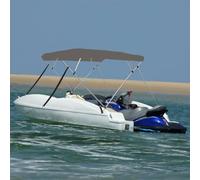 4-Bow Bimini Top, Grey 243x244x137 cm, UV Water-Resistant 600D Polyester with PU Coating, Aluminum Frame, Marine Grade Stainless Steel Hardware for Boats