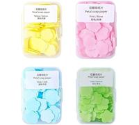 4 Boxes Paper Soap, 4 Different Scented Mini Fresh Portable Disposable Petal Hand Wash Sheets, Dissolvable Hand Bath Soap, Suitable for Outdoor, Travel, Camping (Approx 400 Sheets)