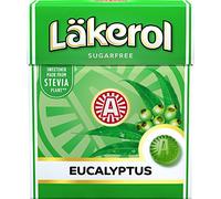 4 Boxes x 25g of Läkerol Eucalyptus - Original - Swedish - Sugar Free - Stevia - Pastilles - Lozenges - Drops - Dragees - Candies - Sweets