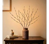 4-Branch 72cm Warm White Twig Lights Mains Powered, 80 LED Beads Branch Lights with UK Plug, 6.5ft/2m Pre-Wire Festive Lights for Floor Vase Christmas Wedding Home Indoor décor (No vase Included)