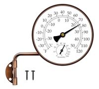 4" Brass Swivel Thermometer Indoor Outdoor Thermometer, Outside Decorative Weather Thermometer Hygrometer for Kitchen Window, Patio, Greenhouse