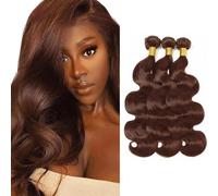 #4 Brown Bundles Human Hair Body Wave Bundles 14 16 18 Inch Chocolate Unprocessed Brazilian Virgin-Hair Quick Weave Hair Extensions