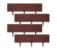 4 Brown Rattan Effect Plastic Garden Lawn Edging Plant Border Simply Hammer In
