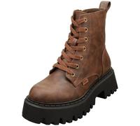 (4) Buffalo Aspen Mid Vegan Womens Ankle Boots in Brown