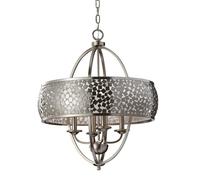 Loops 4 Bulb Chandelier Hanging Pendant LIght Brushed Steel LED E14 60W Bulb in Metallics Loops Metallics