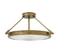 4 Bulb Semi Flush Light Cast Knobs Hinges White Shade Heritage Brass LED E14 60W