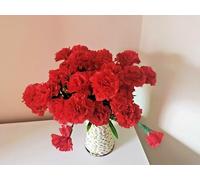 4 Bunches Artificial Carnation Fake Flower Bush Bouquet Home Wedding decor (Red)