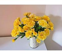 4 Bunches Artificial Carnation Fake Flower Bush Bouquet Home Wedding decor (Yellow)