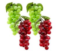 4 Bunches Fake Grapes Faux Dark Red Grape Fruit Artificial Green Grapes Cluster Decoration Lifelike Plastic Fruits Bowl Simulation Grape for Home Wedding Kitchen Garden Garland Decor Photography Prop