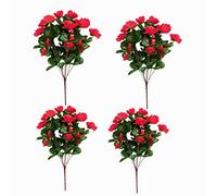 4 Bunches Of Beautiful DIY High-Imitation Artificial Azaleas Flower Decorative Silk Flower Home Outdoor Decoration (Deep Red)
