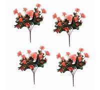 4 Bunches Of Beautiful DIY High-Imitation Artificial Azaleas Flower Decorative Silk Flower Home Outdoor Decoration (Champagne)