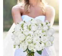 4 Bunches Peony Artificial Flowers White Silk Peonies Bouquets for Wedding Party Table Centerpieces Floral Arrangement Home Kitchen Decor Wedding Party Bridal DIY Decor (White)