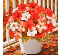 4 Bundles Autumn Artificial Fake Flowers Outdoor Fall Fake Silk Petunia