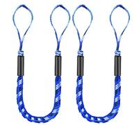 4' Bungee Dock Line Rope for Kayaks and Small Boats High Elasticity for Smooth Mooring, 2pcs Set with Wave Absorption Features (2pcs blue black white)