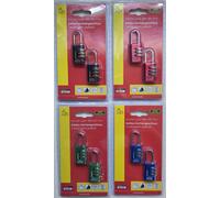 4 × Burg Wächter Combi Lock 88 Fun 3-Digit Resettable Combination Padlocks Bulk