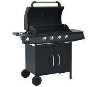 vidaXL Gas Barbecue Grill 4+1 Cooking Zone Black Steel, Black