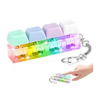4 Button Keyboard Fidget Toy, Funny Fidget Keyring with LED Light, Mini Keyboard Fidget Toys Finger Keyboard Caps Toy Decompression Toys to Relief Stress Pass the Time