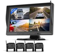 4 Cameras Wireless Backup Camera System Loop Recording Rimoody 10.1 Inch IPS Sreen Monitor Digital Signal Stable No Complicated Wiring Needed for Trucks RVs Trailers Pickups Vans Bus Camper