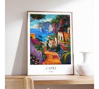 4 Capri Poster Italy Poster Mediterranean Poster Coastal Decor Ocean Poster Capri Travel Print Poster A5 - Wall Art Home Decor Movie Poster Canvas Film Cinema Retro Vintage Cult Classic Nostargic Sag