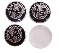 4 Car If Hub Caps Sticker Stickers 50 mm Covers Compatible with Alfa Romeo Black Mirror 147 156 GT Giulia My 2016 New Black Rims Alloy Wheel Cups