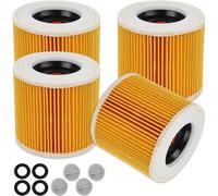 4 Cartridge Filters,for Karcher WD3, WD2, WD1, MV3, MV2, A, K, KNT, NT, SE, VC Vacuum Cleaners, Replaces 6.414-552.0 Yellow