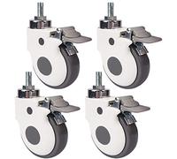 4 Castor Wheels for Hospital Trolley 3'' 75mm / 4'' 100mm Thread M8 / M12 Heavy Duty castors with Brake 360kg Silent Rubber Swivel casters for Furniture and Industrial Transportation