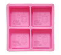 4 Cavities Silicone Molds Square Hanging Lights Pattern Soap Pastry Baking Tool for Eid Festival Silicone Fondant Molds