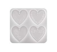 4 Cavity Design for Resin Charms, Wax Decor, Soap and Classroom Craft Projects Display Ornament Mold Heart Silicone Heart Shaped Ornament Mold Wax Pendant Label Casting