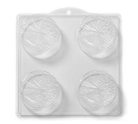 4 Cavity Round Dragonfly and Flowers Soap/Bath Bomb Mould Mold L36 x 5