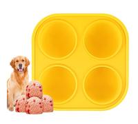 4-Cavity Silicone Dog Treats Mold, Reusable Silicone Dog Treat Mold, Treat Tray Molds - Easy Release for Frozen Puppy Snacks, Peanut Butter & Broth (Yellow)