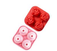 4 Cavity Silicone Large Tulips Flower Ice Cubes Tray Multipurpose Chocolate for Drink Beverage Baking Applications Flower Shape Silicone Ice Tube Tray