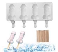 4-Cavity Silicone Penis Popsicle Molds with Sticks, Heat-Resistant Non-Stick Reusable Ice Cream, Cake & Chocolate Moulds for DIY Frozen Treats