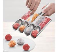 4-Cavity Stainless Steel Meatball Maker Tool, Meatball Forming & Shaping Specialty Kitchen Utensil, Uniform Meatball Mold for Easy Release, Nonstick & Dishwasher Safe Cooking Gadget for Meal Prep