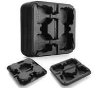 4 Cell Round Nursery Pot Tray for 5 Inch Pots, Thickened Sturdy Seedling Pot Shuttle Tray, Durable Nursery Pot Carrying Tray for Holding 5 inch Plastic Plant Pots (12.6" Square, 10-Pack)