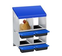 4-Chamber Galvanised Steel Chicken Nesting Box Pull-Out Egg Tray | Wall Mount or Free-Standing Hen Nest Box | Ventilated, Weatherproof & Easy Clean for Coops, Hutch & Poultry Houses-2 Tier Blue