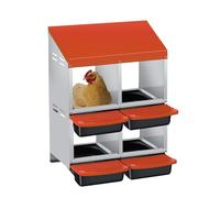 4-Chamber Galvanised Steel Chicken Nesting Box Pull-Out Egg Tray | Wall Mount or Free-Standing Hen Nest Box | Ventilated, Weatherproof & Easy Clean for Coops, Hutch & Poultry Houses-2 Tier Orange