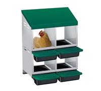 4-Chamber Galvanised Steel Chicken Nesting Box Pull-Out Egg Tray | Wall Mount or Free-Standing Hen Nest Box | Ventilated, Weatherproof & Easy Clean for Coops, Hutch & Poultry Houses-2 Tier Green