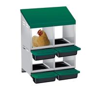 4-Chamber Galvanised Steel Chicken Nesting Box - Wall Mountable or Freestanding Hen Laying Nest with Inclined Pull-Out Egg Tray, Ventilated Waterproof Roof & Easy-Clean Design - 2Tier Green